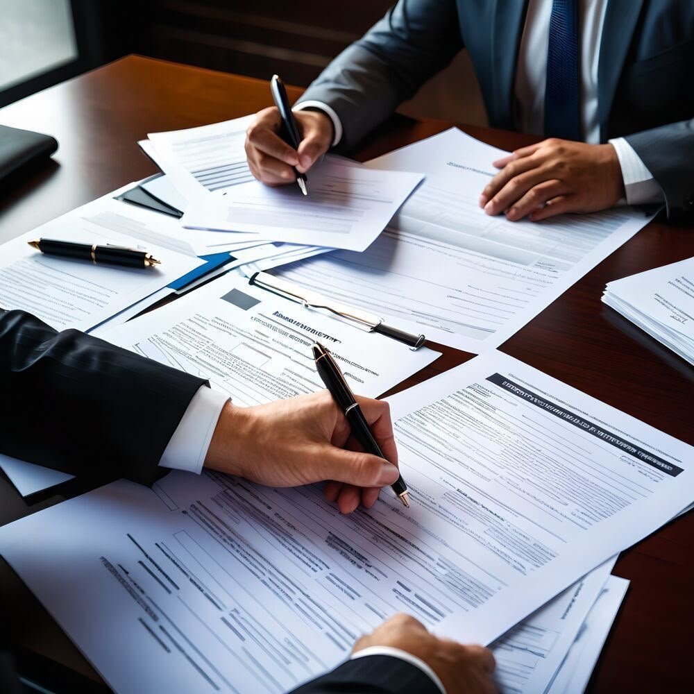 محاسبون قانونيون يراجعون المستندات المالية والتجارية المطلوبة لإجراءات الإقامة المميزة في السعودية.